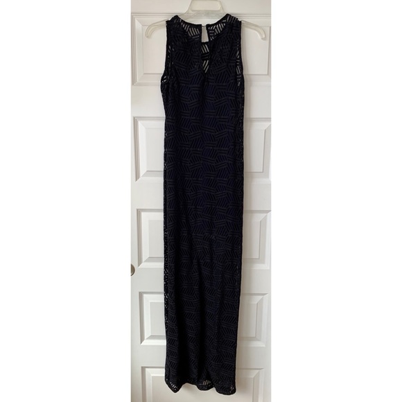 BCBGeneration Black Maxi Dress with Navy Blue Slip - Picture 3 of 6